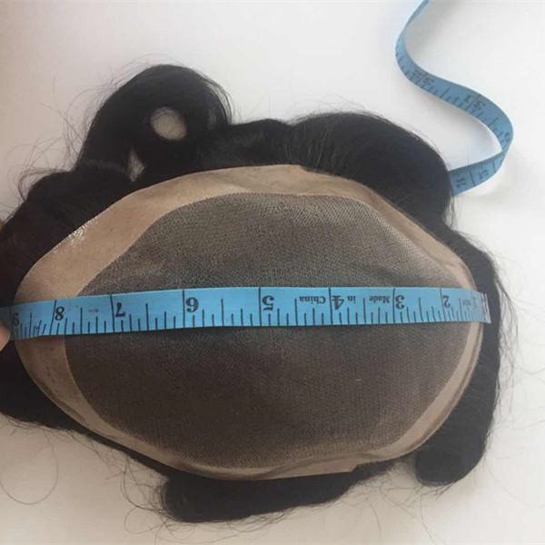 Human Hair Toupee for Men Mono Top with PU Skin around Mens Hair Piece Replacement System Dark Brown YL356
